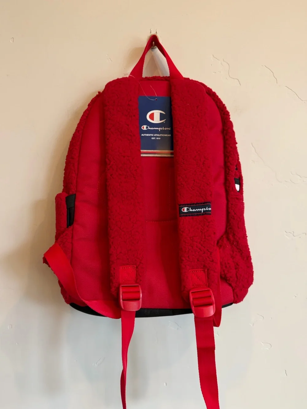 CHAMPION Red Sherpa Mini Logo Backpack